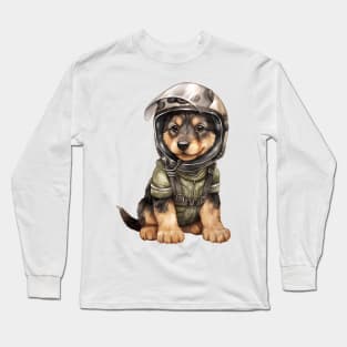 German Shepherd Dog in Helmet Long Sleeve T-Shirt